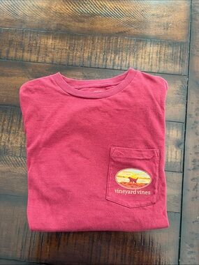Vineyard Vines Kids Maroon Long Sleeve Pocket Tee